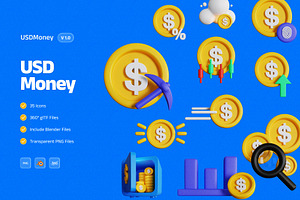 3D USD Money Illustration