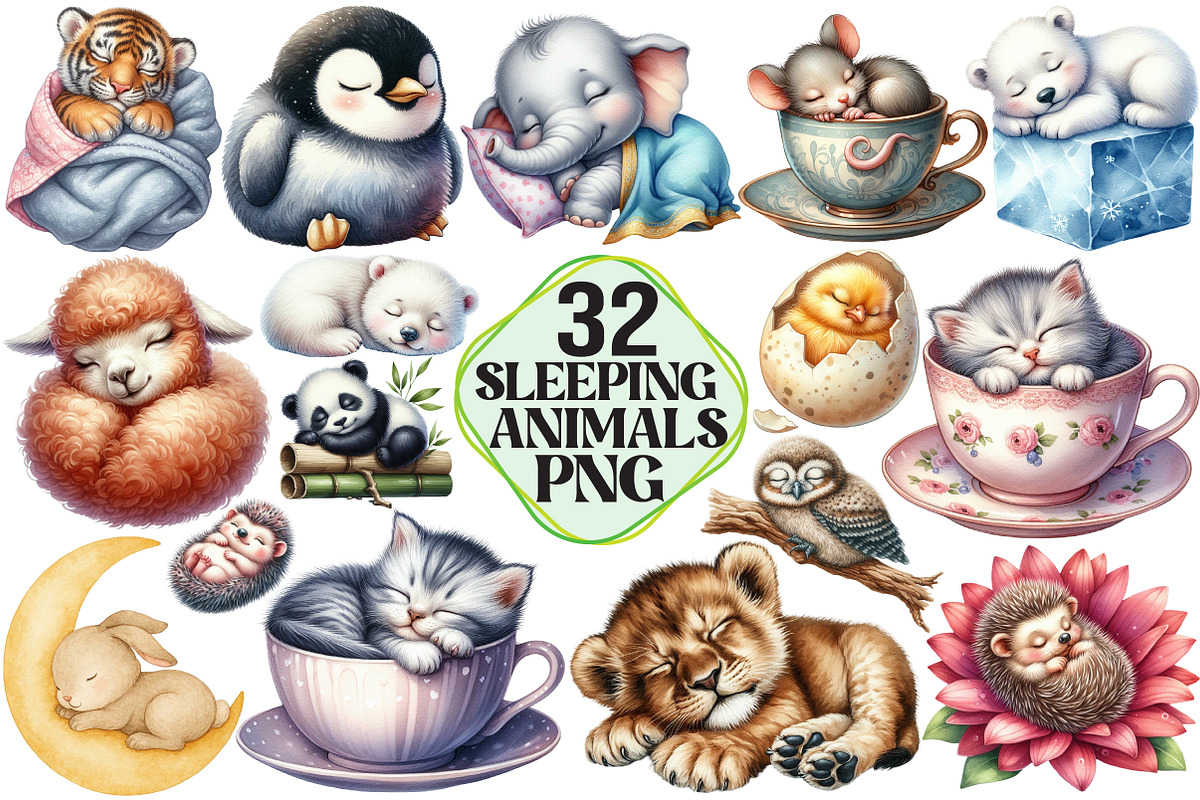 Sleeping Baby Animals, an Illustration by Pixels.Craft (Photo 1 of 7)