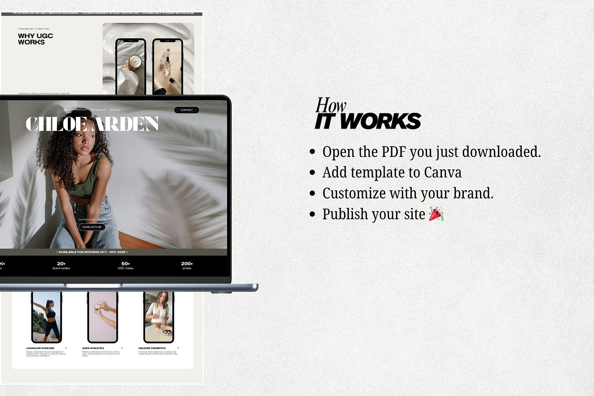 UGC Portfolio Canva website template, a Landing Page Template by Digital&Chic (Photo 3 of 4)