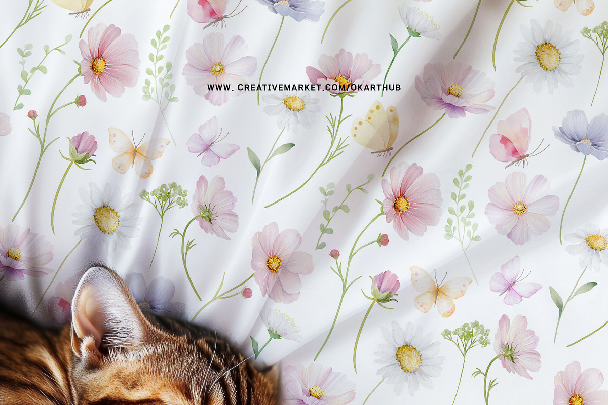 Pastel Wildflowers & Bows Clipart, a Decorative Illustration by OKArtHub (Photo 10 of 11)