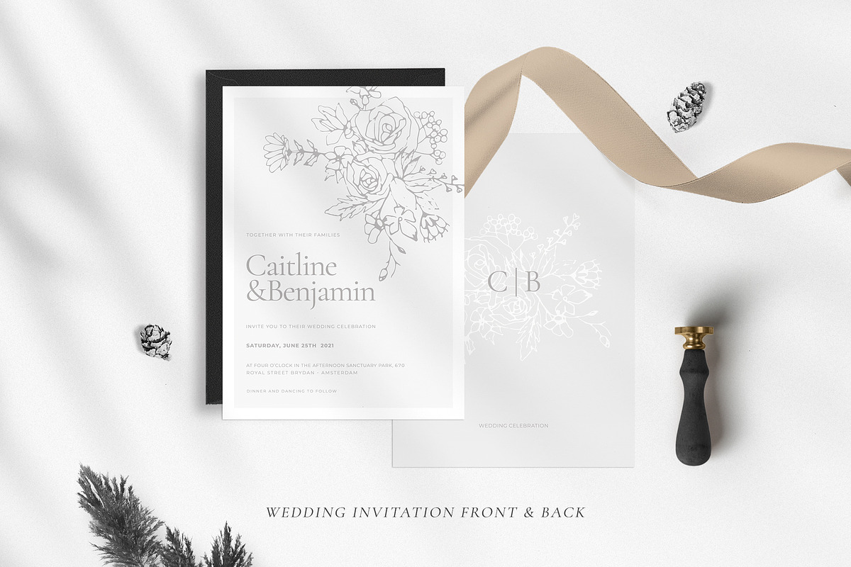 Modern Sketch Floral Wedding Suite, an Invitation Template by Azka Creative (Photo 3 of 8)