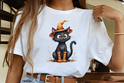 Halloween Black Cat Clipart PNG, an Illustration by CrexoraLab (Thumbnail 4 of 5)