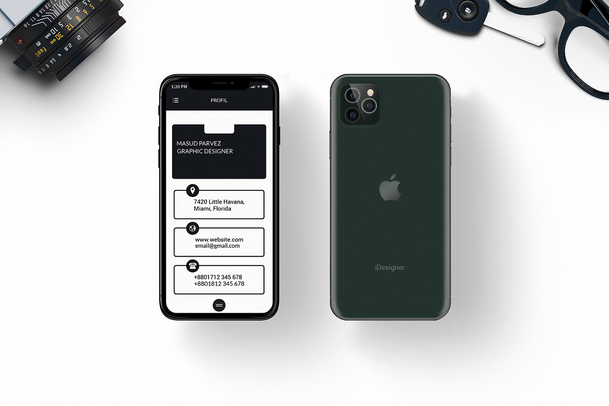 IPHONE 11 PRO BUSINESS CARD, a Business Card Template by TheFeture