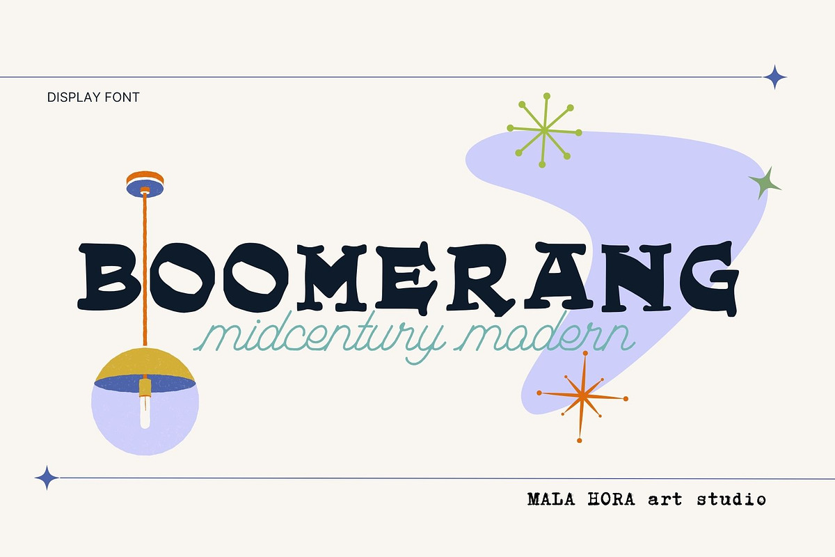 BOOMERANG Midcentury Modern Font, a Slab Serif Font by MALA HORA ARTIST STUDIO ✨ (Photo 1 of 18)