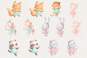 Cute Animals Ballerinas Clipart