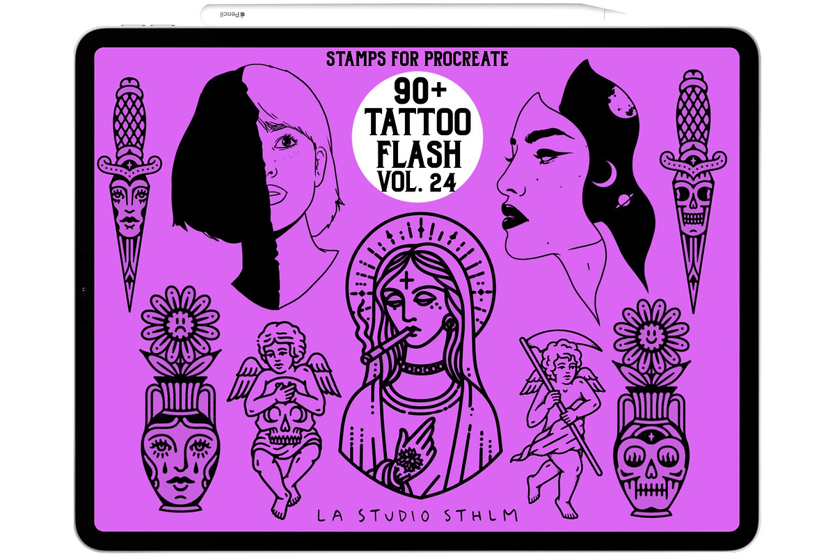 Tattoo Flash Vol. 24 - Stamp Set, a Brush Add-On by LA Studio Sthlm (Photo 1 of 6)