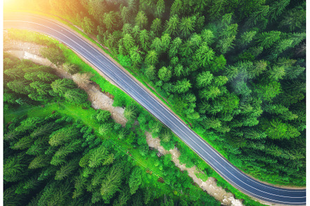 Aerial view of road in beautiful, a Transportation Photo by den-belitsky