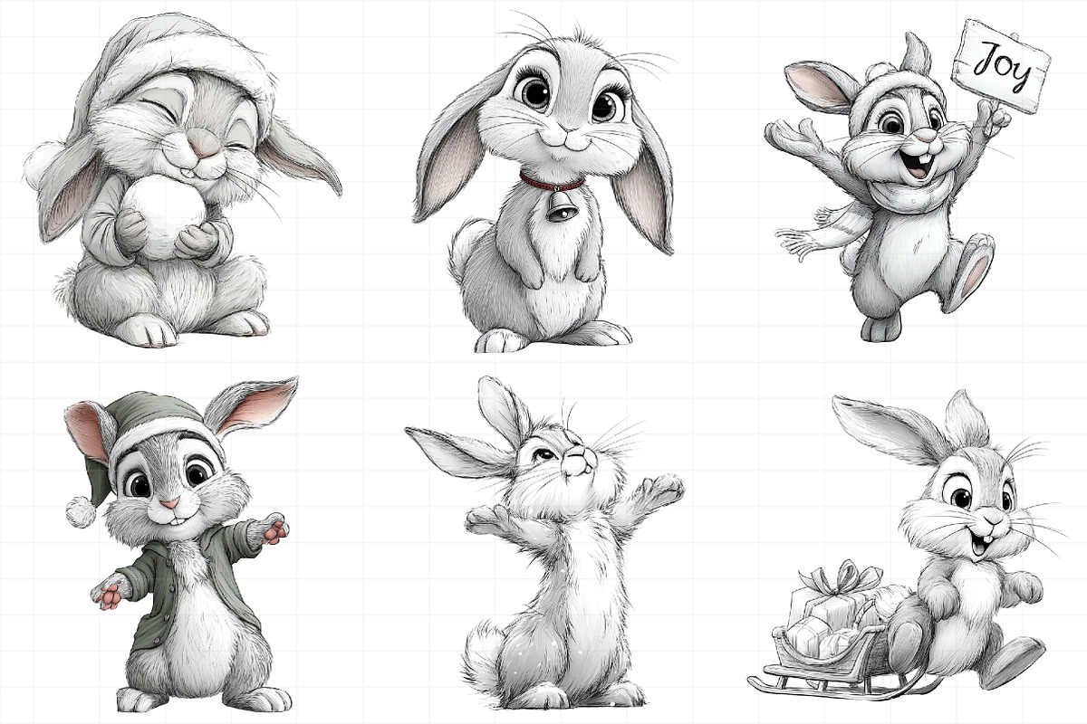 Christmas Bunny Clipart, an Illustration by Daily.Designs (Photo 5 of 5)