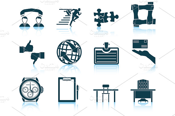 Set Of 12 Business Icons