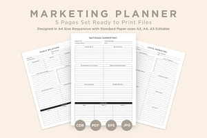 Marketing Planning Pages Set V-01, a Stationery Template by shahsoft