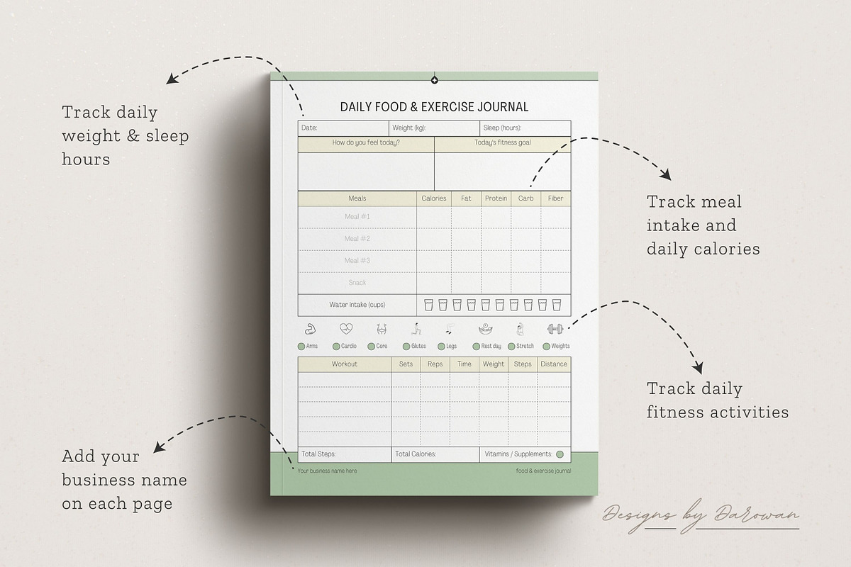 Food and Fitness Planner | Canva, a Magazine Template by Designs by Darowan (Photo 4 of 8)