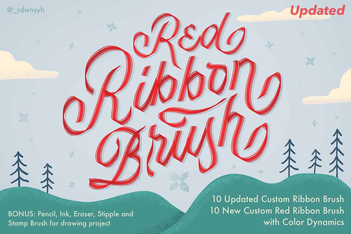 NEW Red Ribbon Brush for Procreate