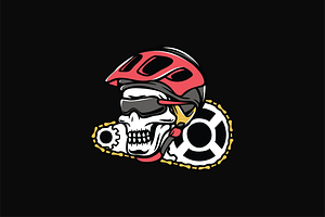 Skull with Bike Helmet, an Object Illustration by nomlimo.com