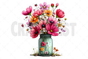 Watercolor Spring Mason Jar Clipart, an Illustration by Craft Nest (Thumbnail 9 of 11)