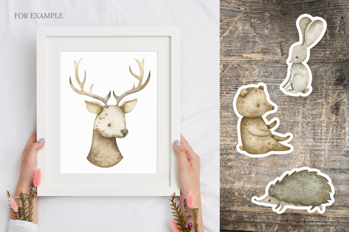 Watercolor woodland animals set, an Animal Illustration by OrangePeafowlArt (Photo 12 of 14)