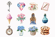 Watercolor Modern Alice Clipart, an Illustration by Design Market (Thumbnail 3 of 5)