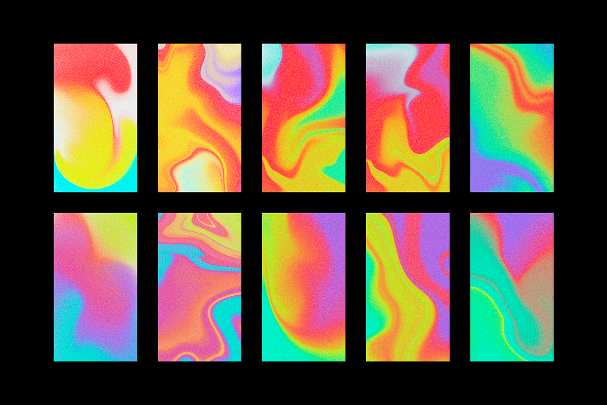 Fluid retro-futuristic gradients set, a Texture Graphic by Katedsgn (Photo 7 of 10)