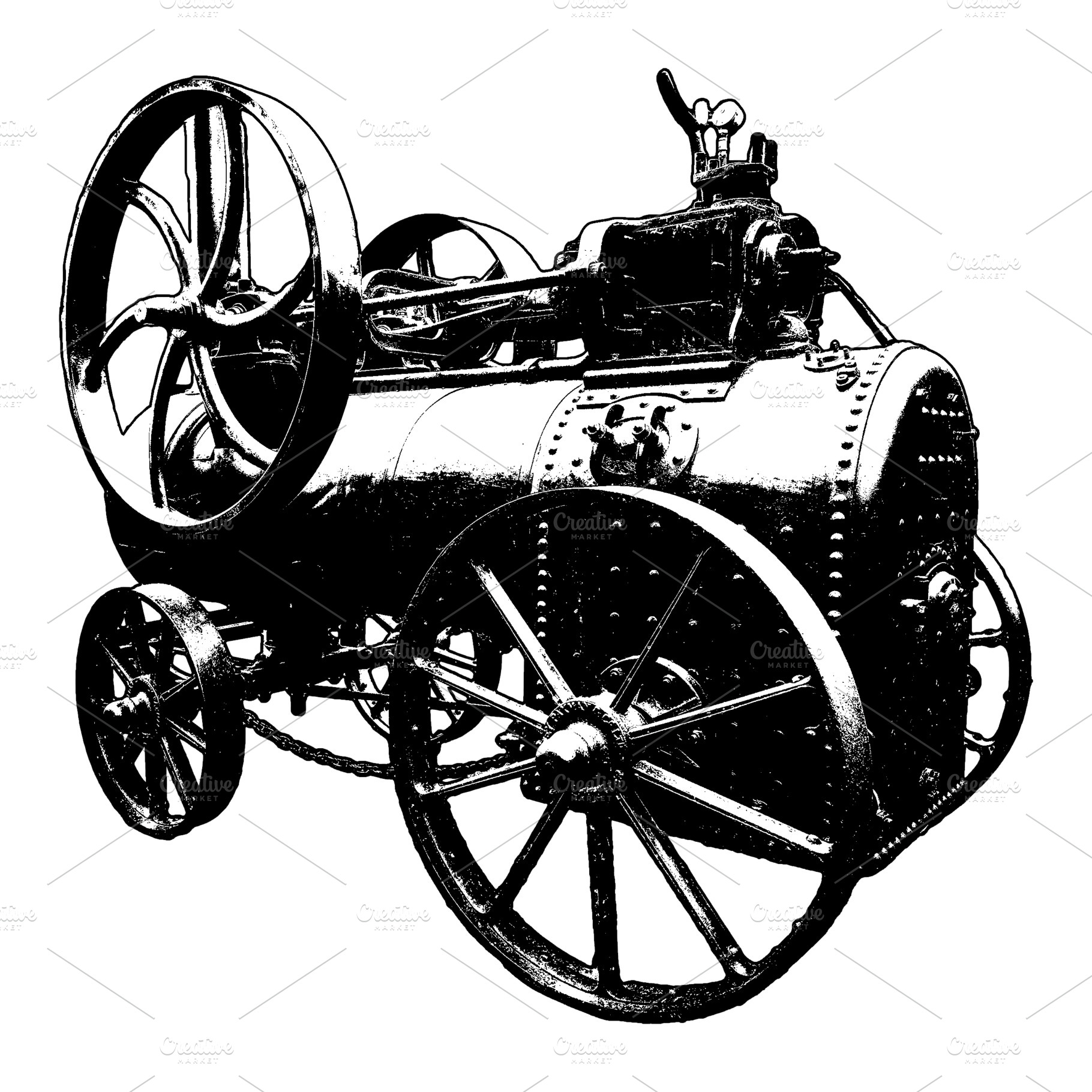 Vintage black steam engine machine, a Photo by DanFLCreativo