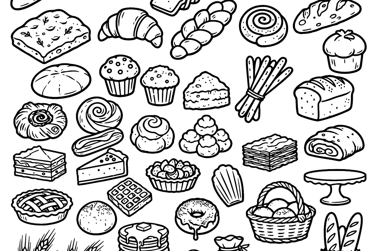 French bakery bread doodles, hand, an Object Illustration by Voodz_shop (Photo 2 of 3)