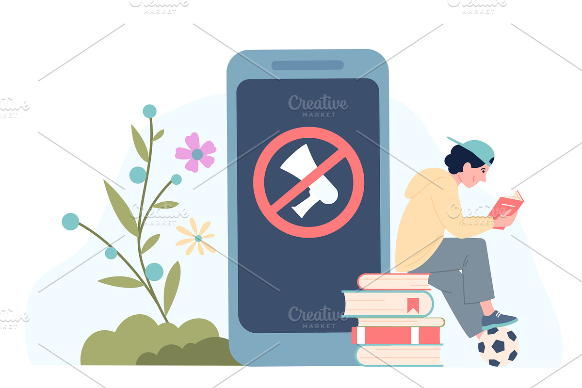 Gadgets offline. Teenage boy turn, an Education Illustration by LadadikArt