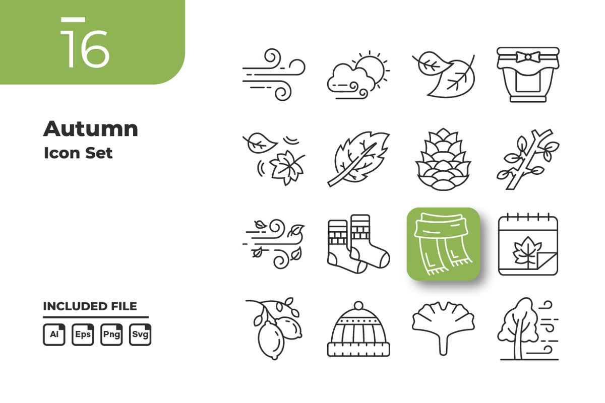Autumn Outline Icons Set, an Outline Icon by yuanesei