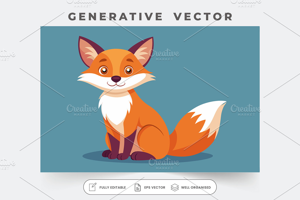 A joyful fox sits with a bright expr, a Graphic by Iftikhar Alam