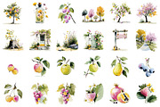 Orchard Watercolor Clipart Collectio, an Illustration by CreationArt (Thumbnail 2 of 6)