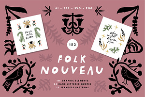 Folk Art Clipart | Art Nouveau Set, a Decorative Illustration by Favete Art