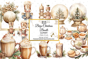 Beige Christmas Clipart Bundle