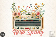Hello Spring Radio with Flower PNG, an Illustration by Libby Wishes (Thumbnail 1 of 4)