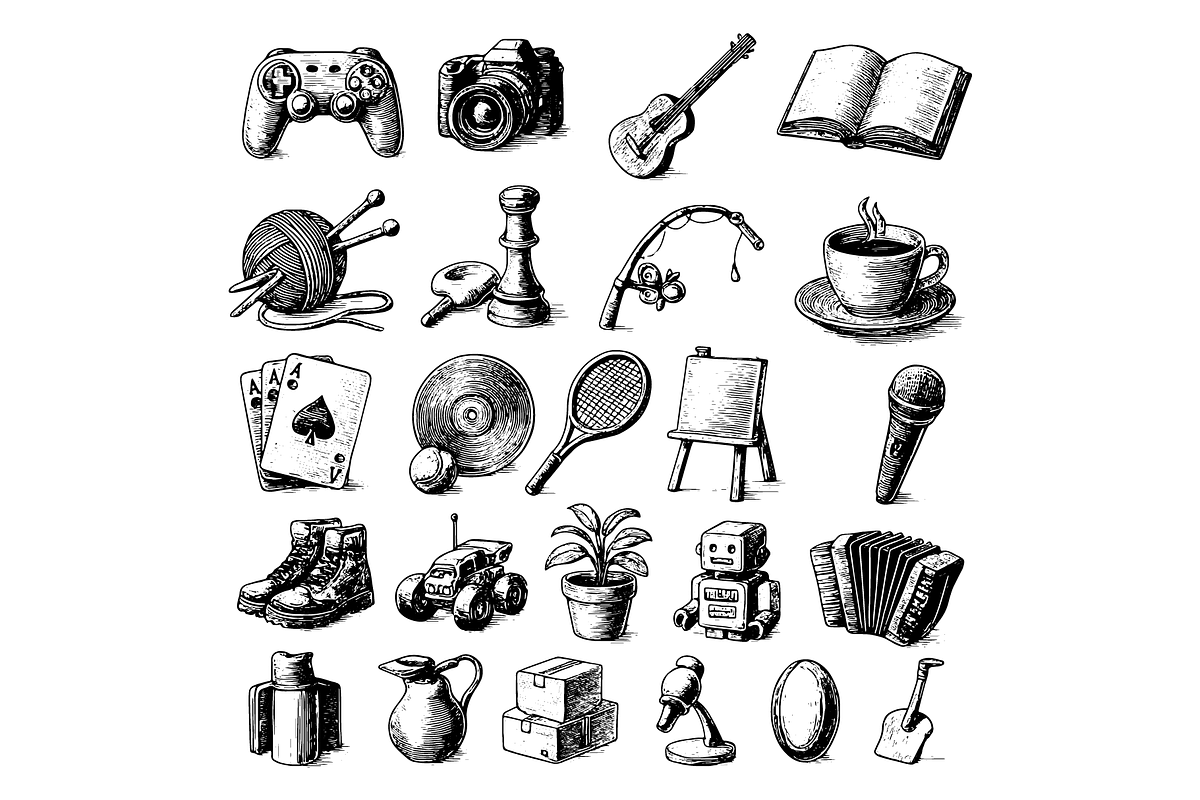 Hobbies and Leisure Icon Set, an Object Graphic by RT Studio