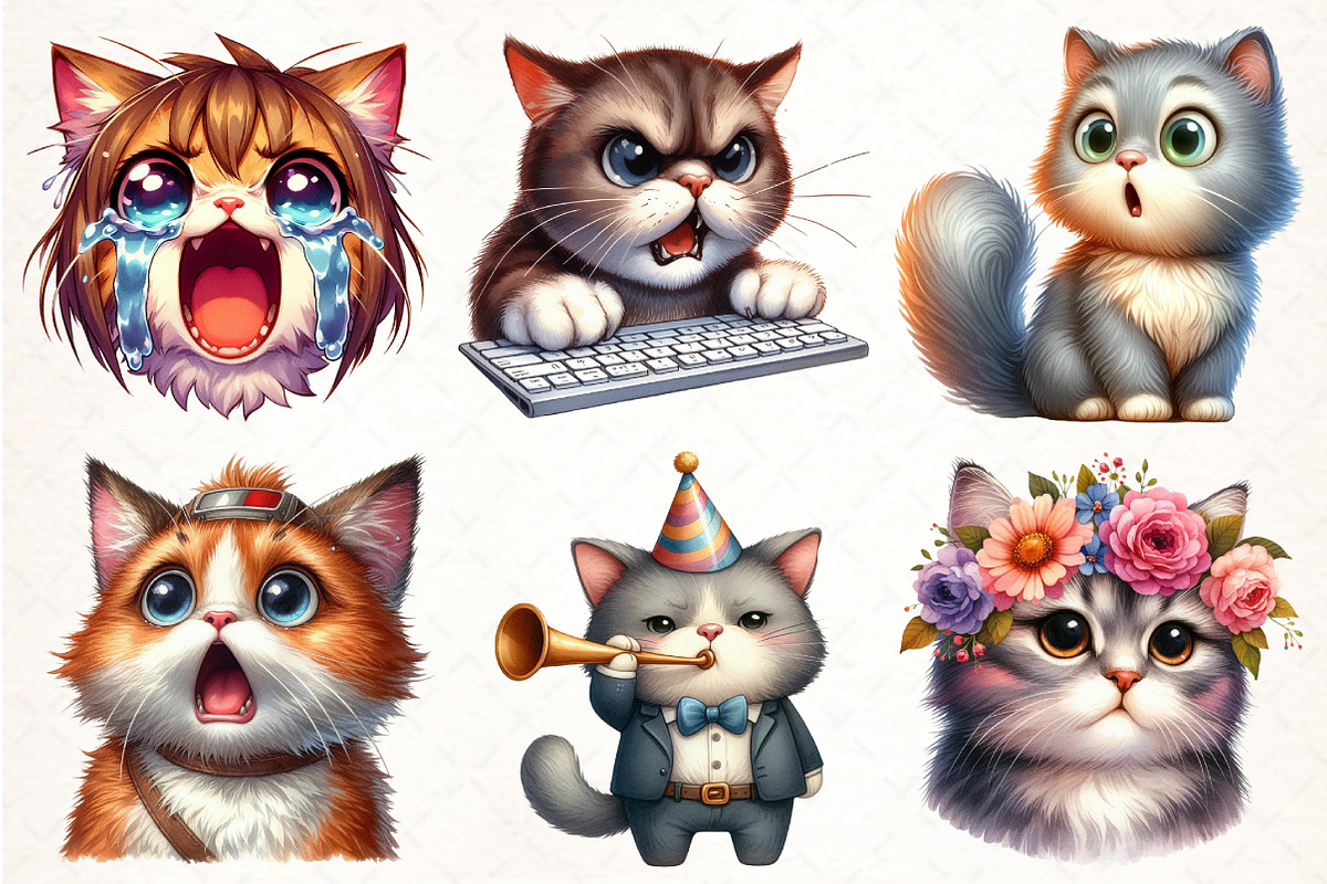 Funny Meme Cats Sublimation Clipart, an Illustration by Pixels.Craft (Photo 3 of 7)