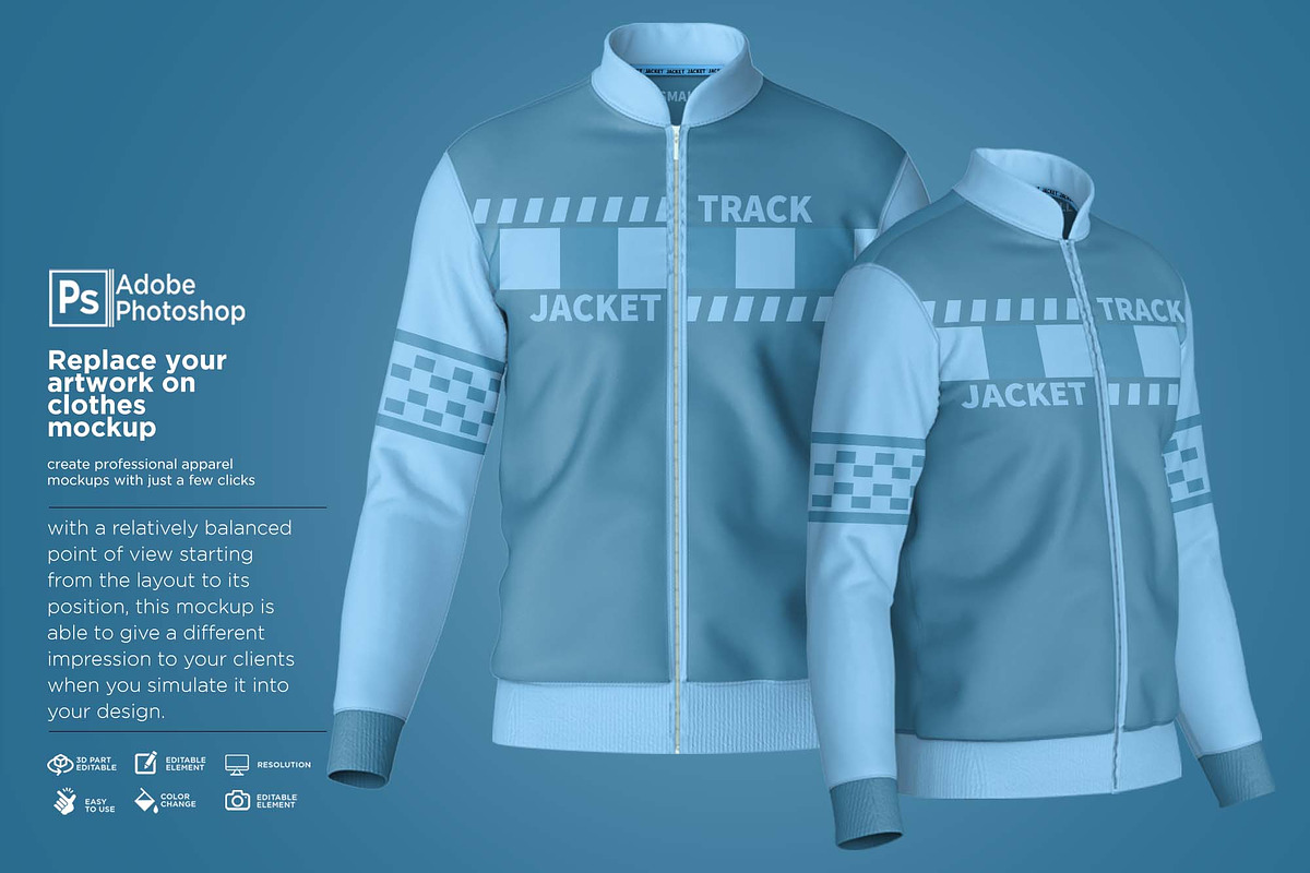 Sport Jacket Fullzipper Mockup, a Hoody Mockup by Nanggroe Scripting (Photo 3 of 9)