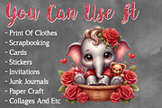 Valentine Cute Elephant Clipart, a Seasonal Illustration by Craft Nest (Thumbnail 5 of 5)