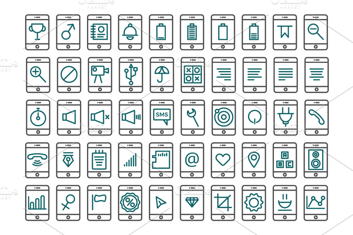 100 Mobile Interface Icon Collection, an Outline Icon by Vecticons