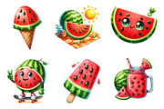 Summer Juicy Watermelon Clipart, an Illustration by Dream Creation (Thumbnail 2 of 6)