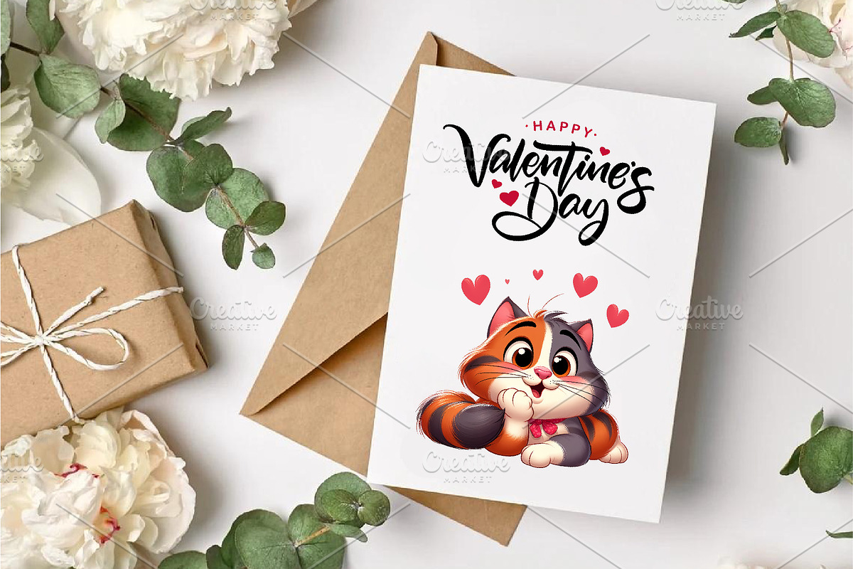Cartoon cat in love. Valentine's Day, an Animal Illustration by KENO Mascots (Photo 7 of 8)