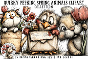 Quirky Peeking Spring Animals Clipar, an Illustration by OK Design (Thumbnail 1 of 6)