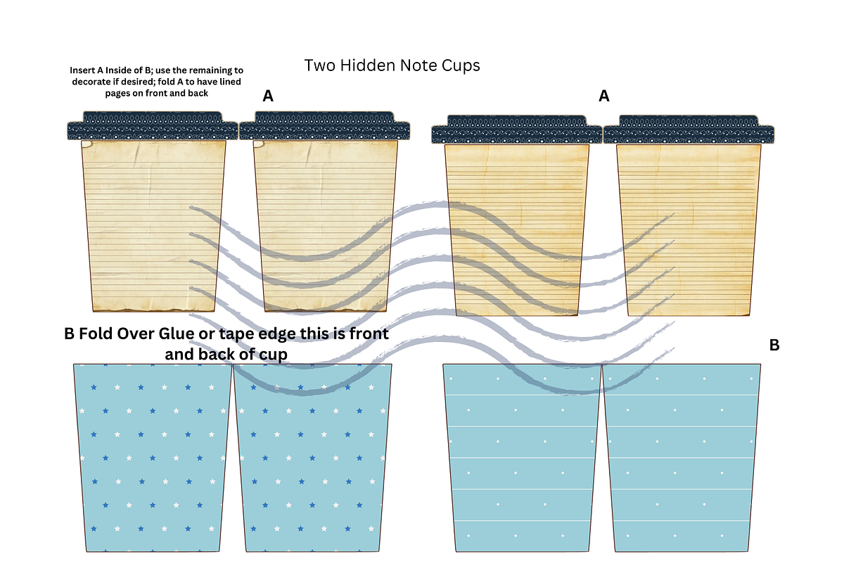 Shades of Blue Hidden Coffee Notes, a Pattern Graphic by SmallTownDigital (Photo 2 of 3)