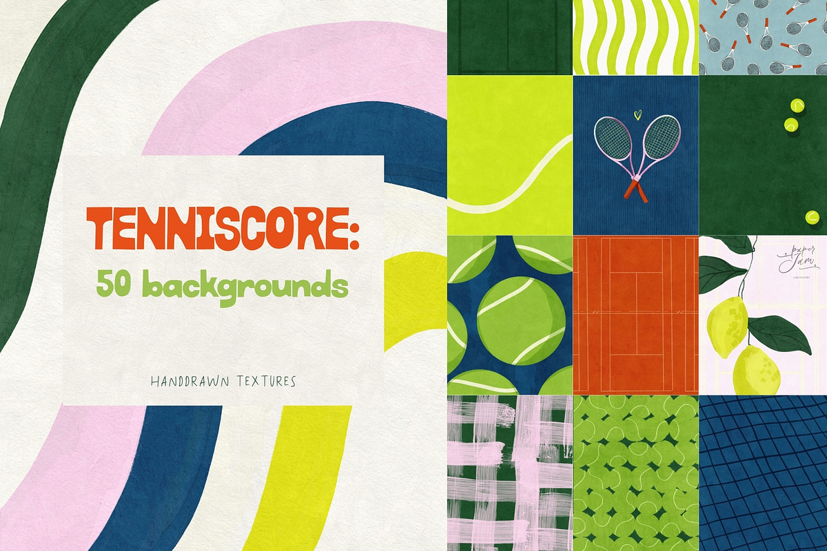 Tenniscore: 50 Whimsical Backgrounds, a Background Graphic by PaperJamLab (Photo 1 of 17)