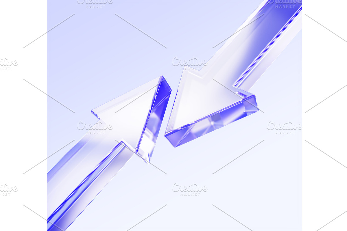 Blue glass 3D arrows move towards, a Technology Illustration by Marozhkastudio