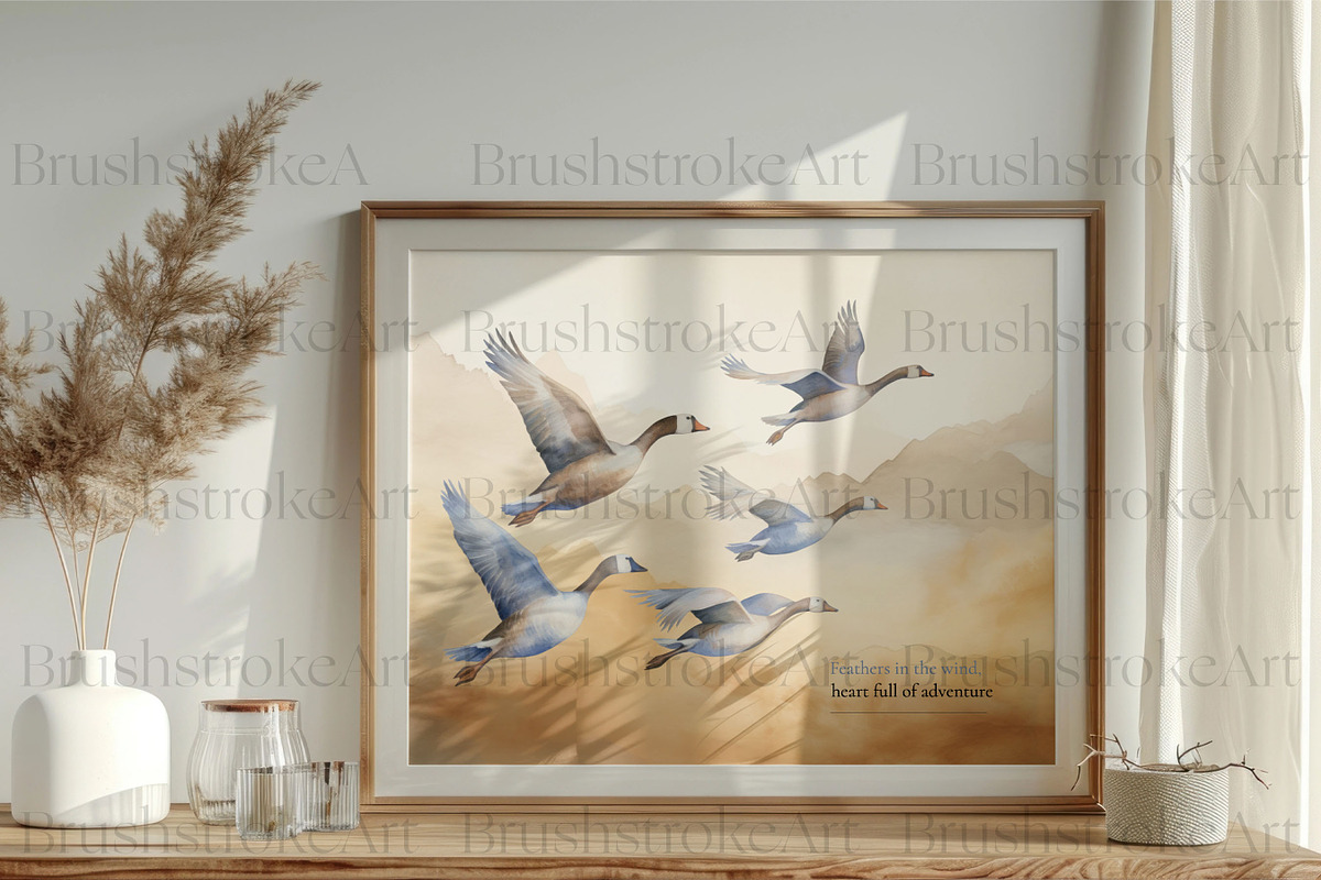 Watercolor Goose Clipart, Cute Geese, an Animal Illustration by BrushstrokeArtGB (Photo 8 of 9)