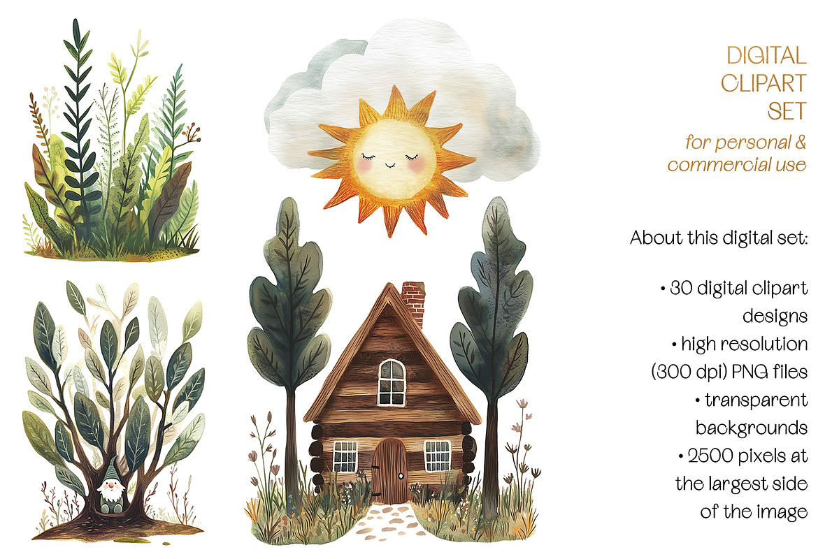 The Naive Woodlands Clipart Set, a Decorative Illustration by The Dutch Lady Designs (Photo 5 of 7)