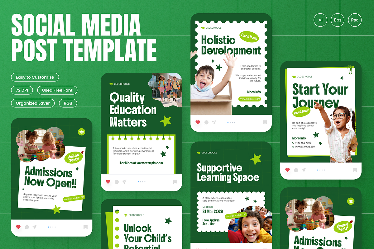 School Admission Promotion IG Post, a Social Media Template by Annora Studio (Photo 1 of 6)