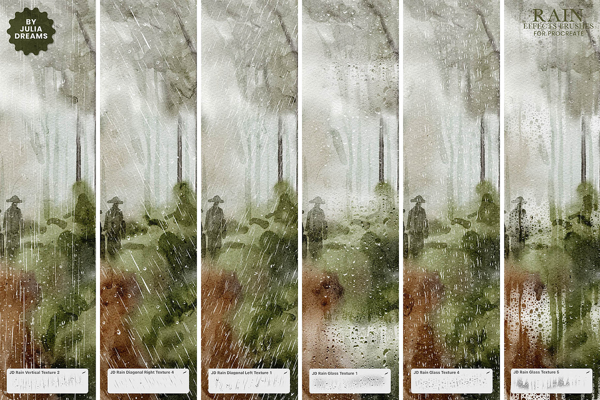 Rain Effects Brushes Procreate, a Brush Add-On by Julia Dreams (Photo 4 of 6)