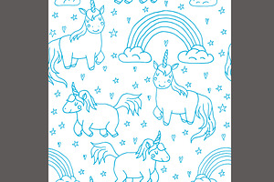 Big Set: Kawaii Unicorn Pattern