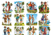 Elderly Golf Couple Clipart, a Decorative Illustration by stickermadness (Thumbnail 3 of 4)