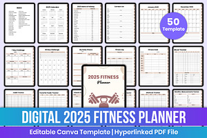 Digital 2025 Fitness Planner Canva