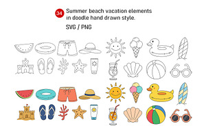 Summer Beach Vacation Elements.