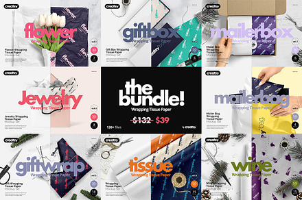 Wrapping Tissue Paper Mockup Bundle, a Pens & Pencil Mockup by creatsy5